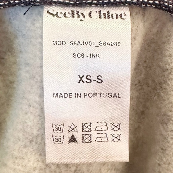 See By Chloe Hooded Slub Knit Wool Poncho Cape in Ink - Picture 8 of 9